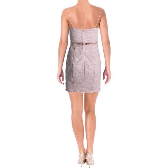 Jump Apparel  Pink  Sheath Floral Lace V Neck - Picture 2 of 4